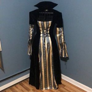 Shrcerranea black velvet corseted gothic dress